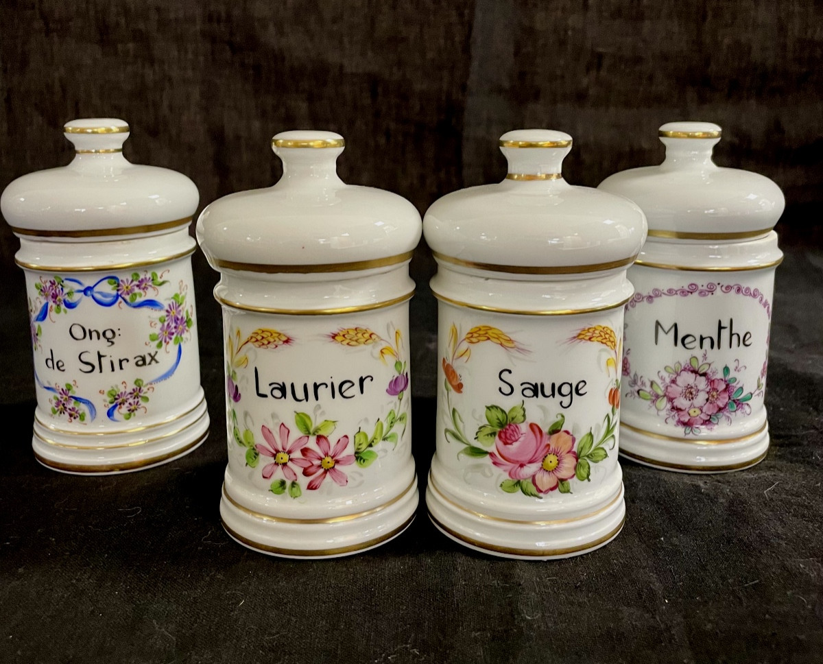 Set Of 4 Hand-painted Porcelain Pillboxes-photo-4