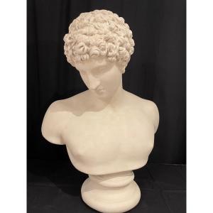 Large Plaster Bust After The Antique Of The God Hermes Called “antinoüs Albani”