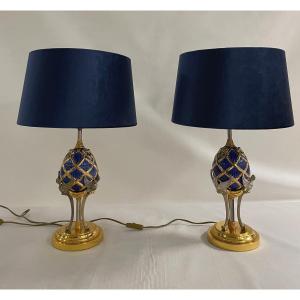 Paire De Lampes Igor Carl Fabergé Oeuf