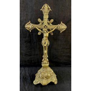 Standing Cross "jesus" Bronze Signed