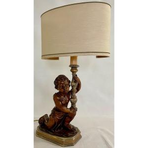 Walnut Cherub Lamp