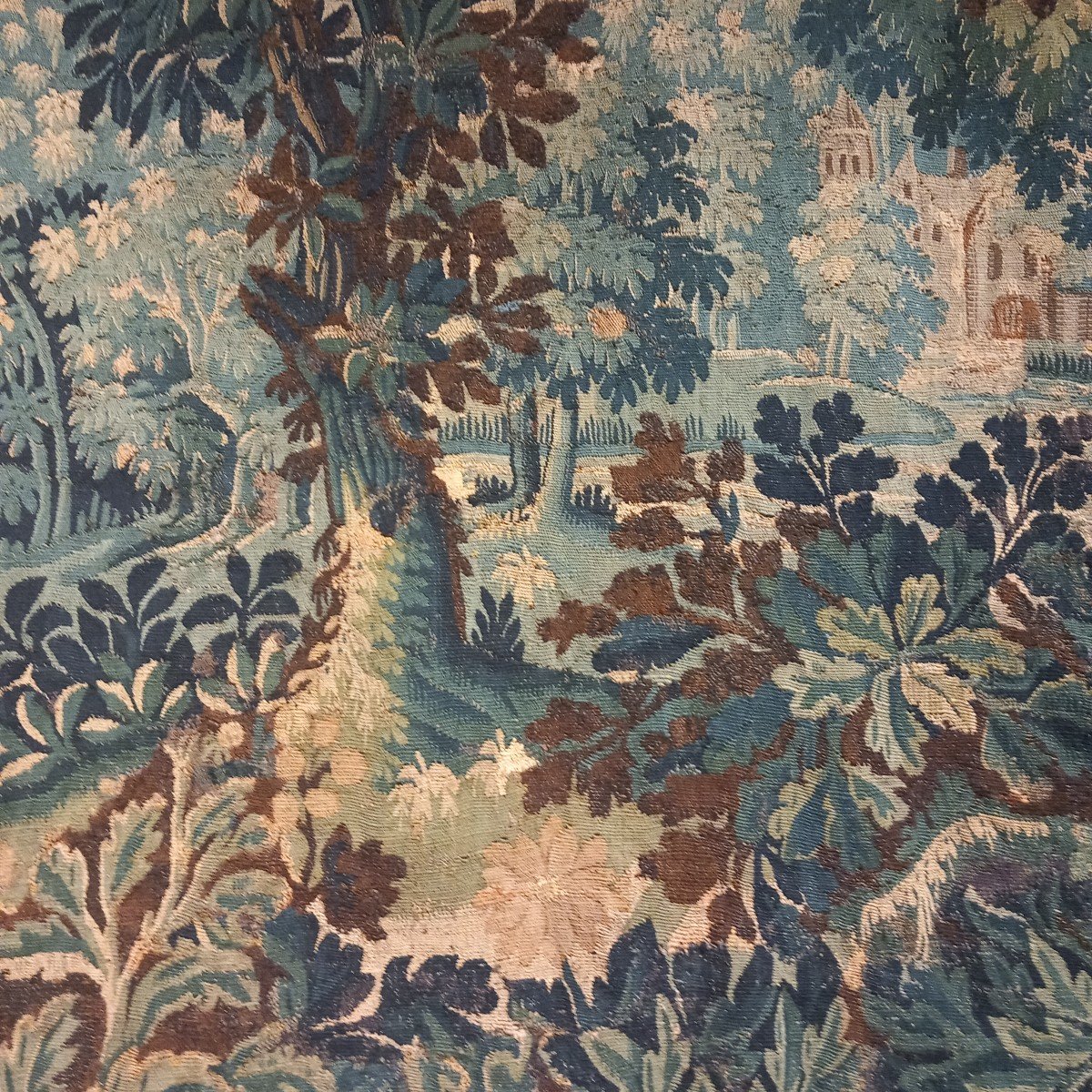 Tapisserie d'Aubusson, "verdure" d'époque 18ème. -photo-2