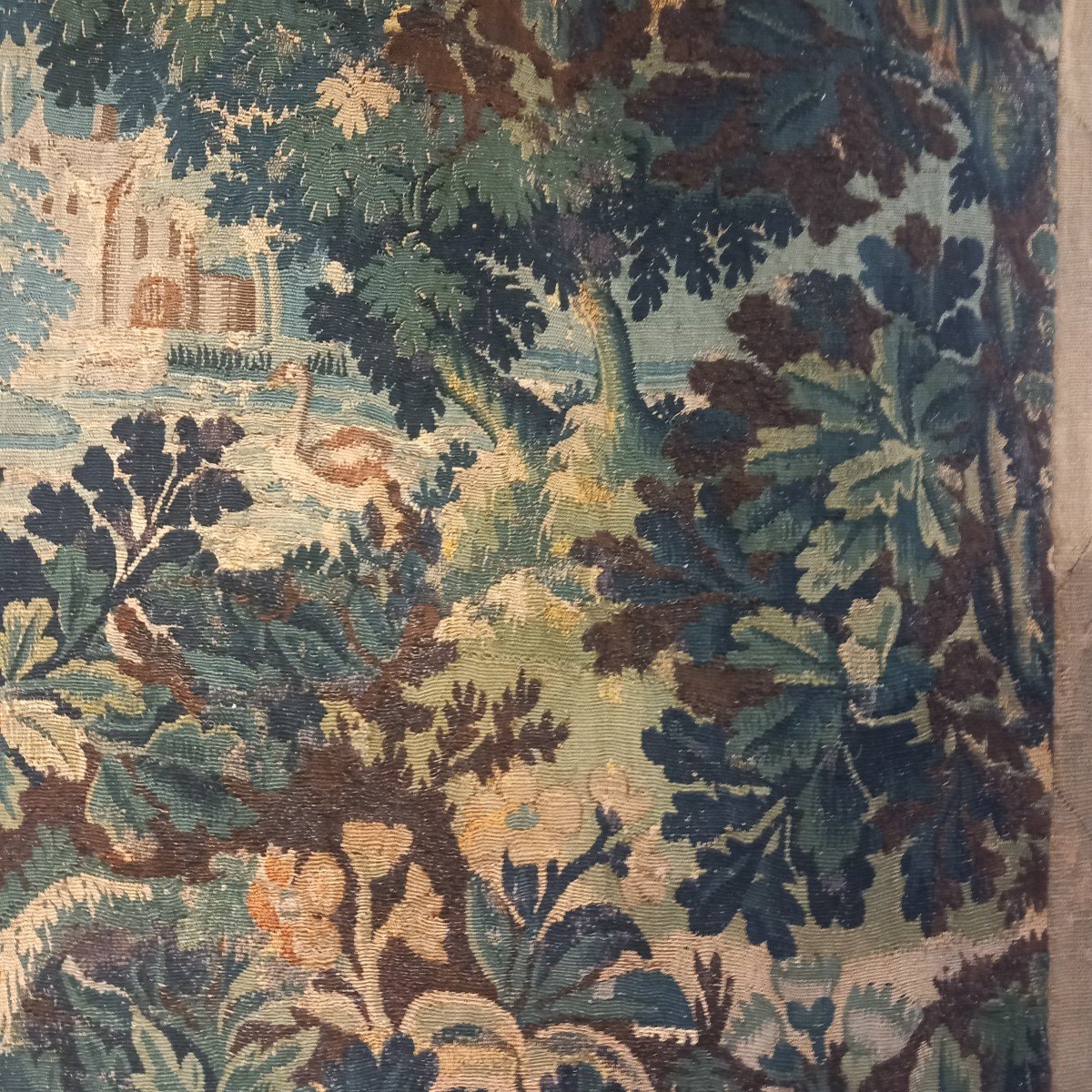 Tapisserie d'Aubusson, "verdure" d'époque 18ème. -photo-3