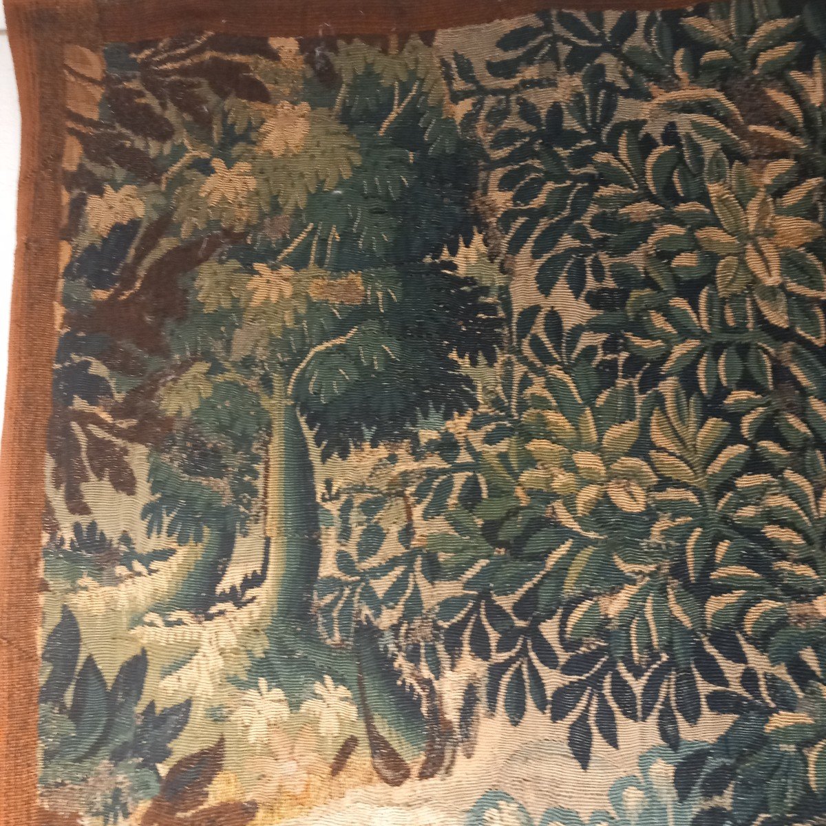 Tapisserie d'Aubusson, "verdure" d'époque 18ème. -photo-4