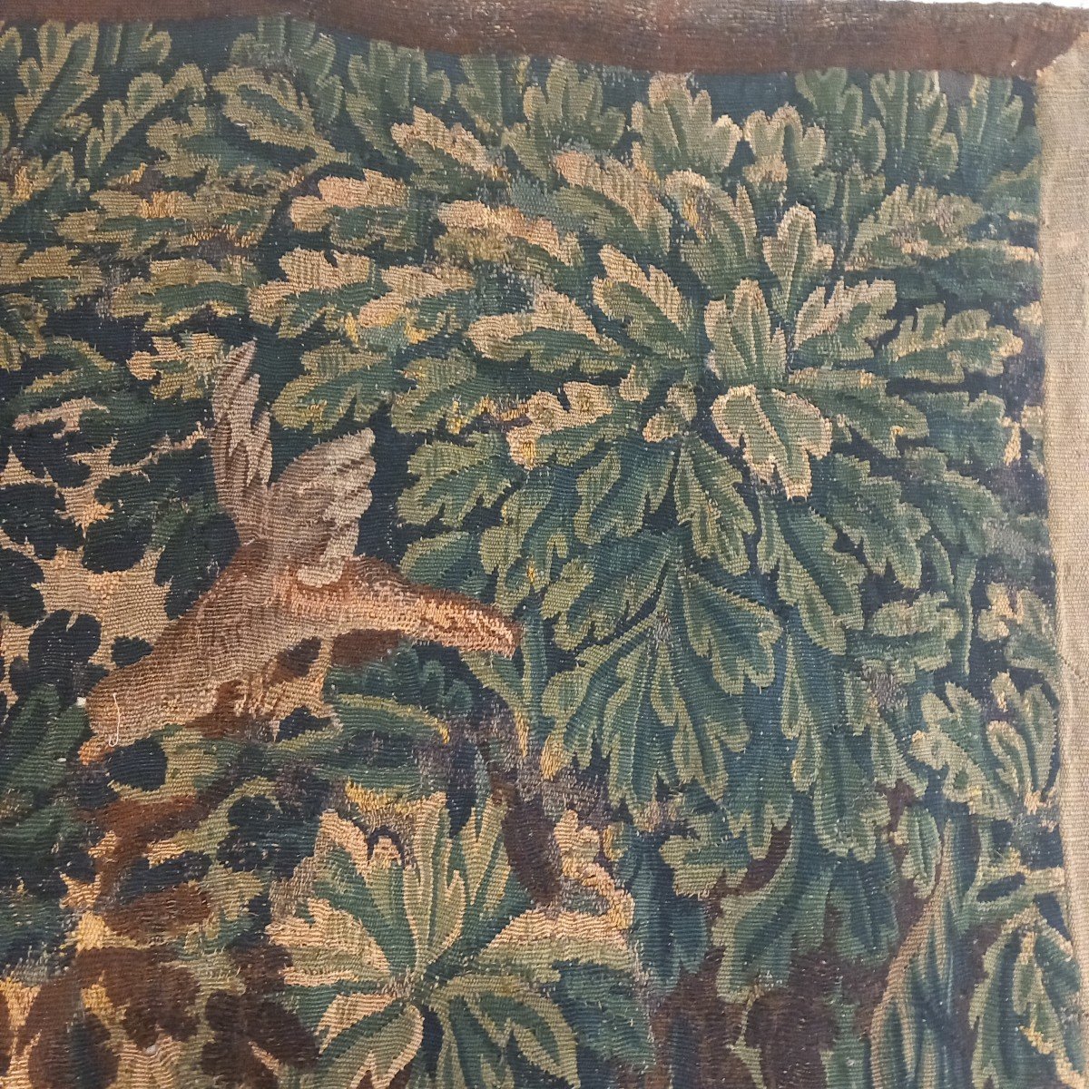 Tapisserie d'Aubusson, "verdure" d'époque 18ème. -photo-7