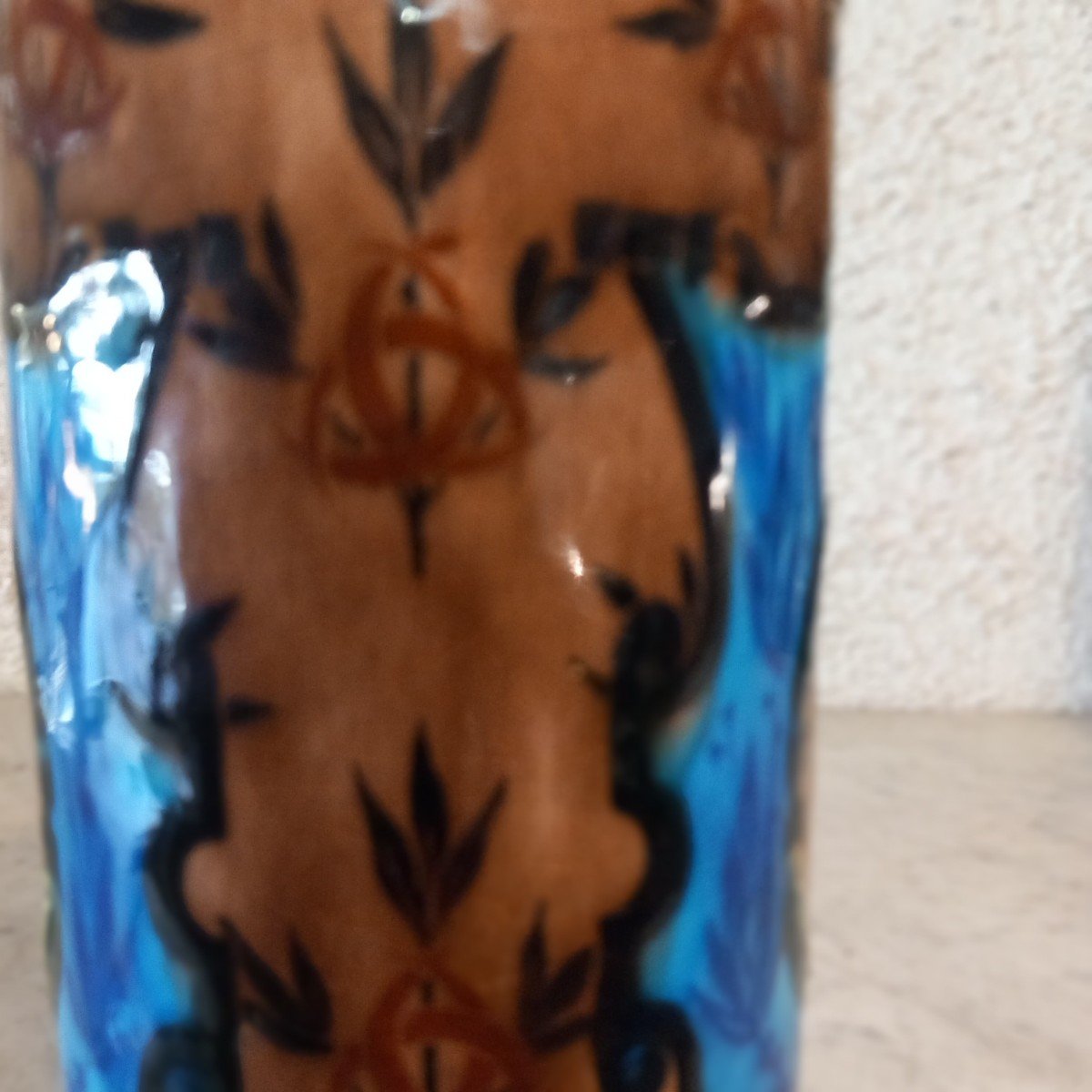 Vase "rouleau" en faïence émaillée de VIELLARD à  Bordeaux.-photo-5