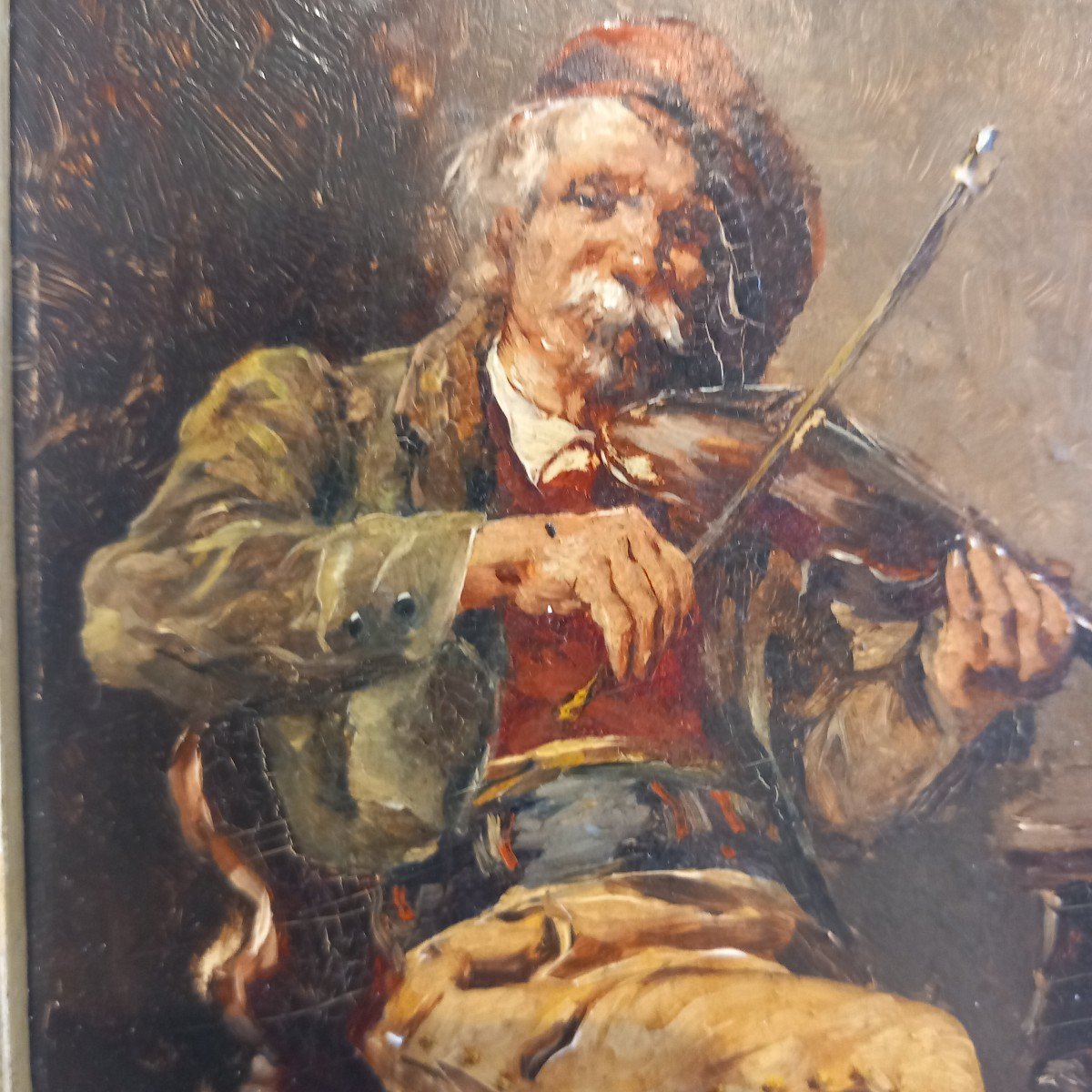 Small Oil On Panel "the Violinist", Dated 7/02/(18)91.-photo-4