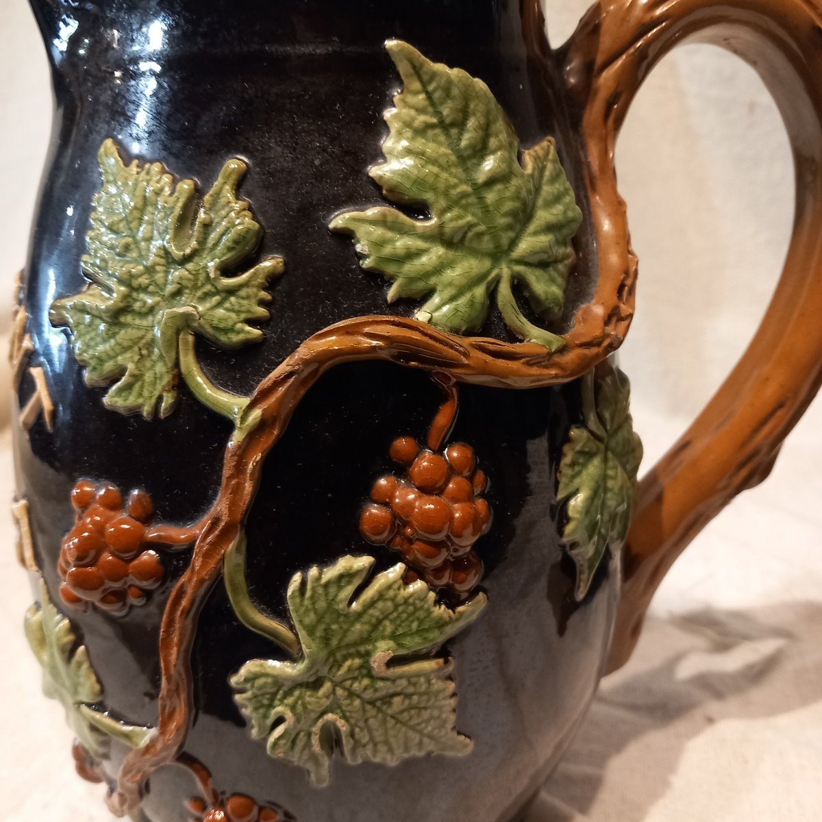 Two Winegrowers' Surname Pitchers, Glazed Terracotta, Early 20th Century.-photo-5