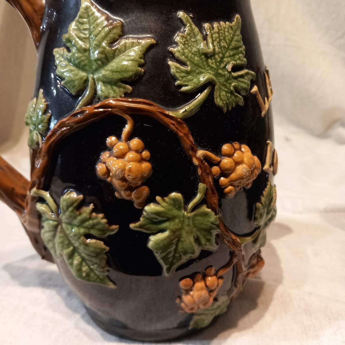 Two Winegrowers' Surname Pitchers, Glazed Terracotta, Early 20th Century.-photo-7