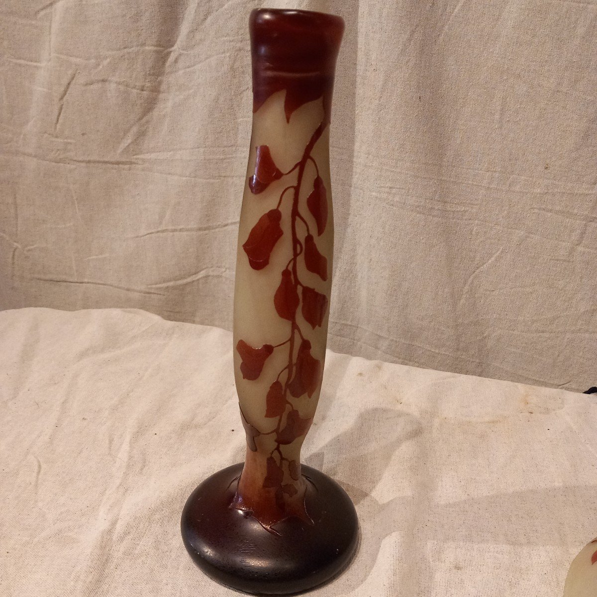 "mushroom" Lamp With Foxgloves, 'art Nouveau' Period Glass Paste Signed "schneider".-photo-5