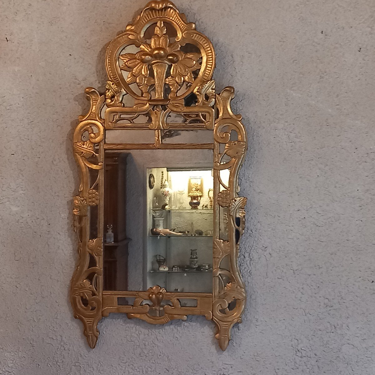 Large Beaucairois Mirror, Gilded Wood, Provence 18th Century.-photo-2