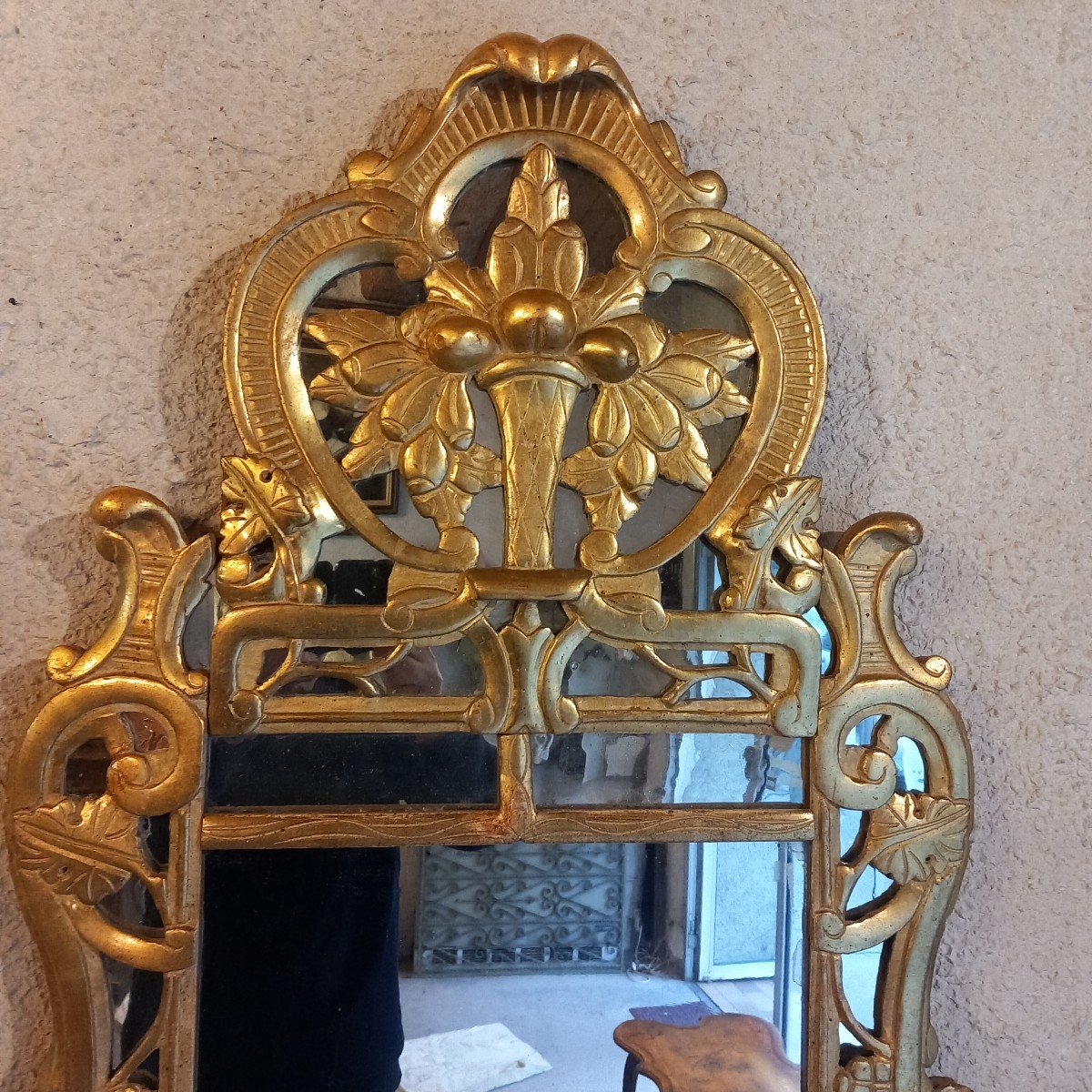 Large Beaucairois Mirror, Gilded Wood, Provence 18th Century.-photo-4