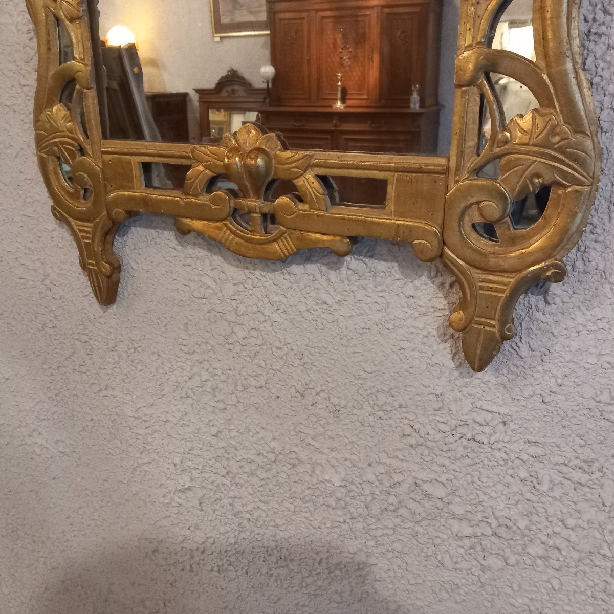 Large Beaucairois Mirror, Gilded Wood, Provence 18th Century.-photo-5