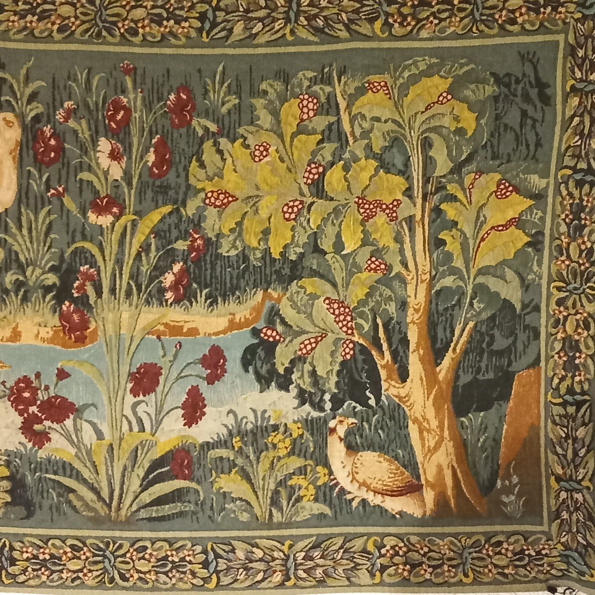 Aubusson Tapestry, Greenery: "water's Edge". Wool Core Replica By Robert Four.-photo-4