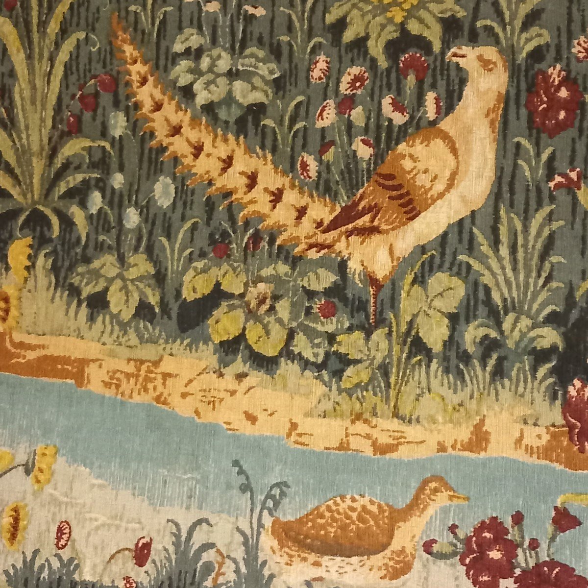 Aubusson Tapestry, Greenery: "water's Edge". Wool Core Replica By Robert Four.-photo-1