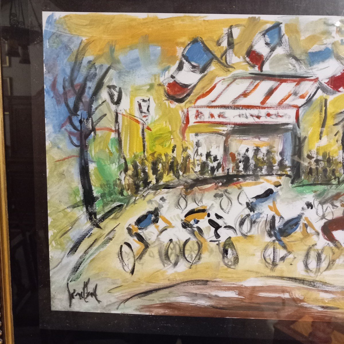 "la course cycliste le 14 Juillet", Gouache de Gen Paul (1895-1975)-photo-3