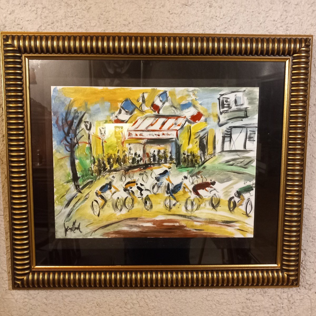 "la course cycliste le 14 Juillet", Gouache de Gen Paul (1895-1975)