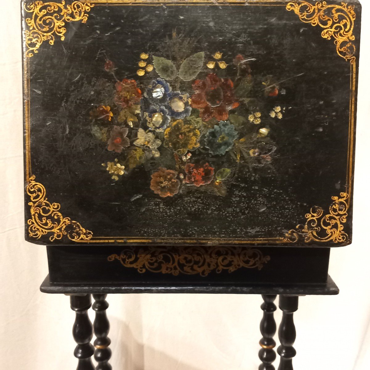 Charming Child's Sewing Box, Napoleon III Period-photo-7