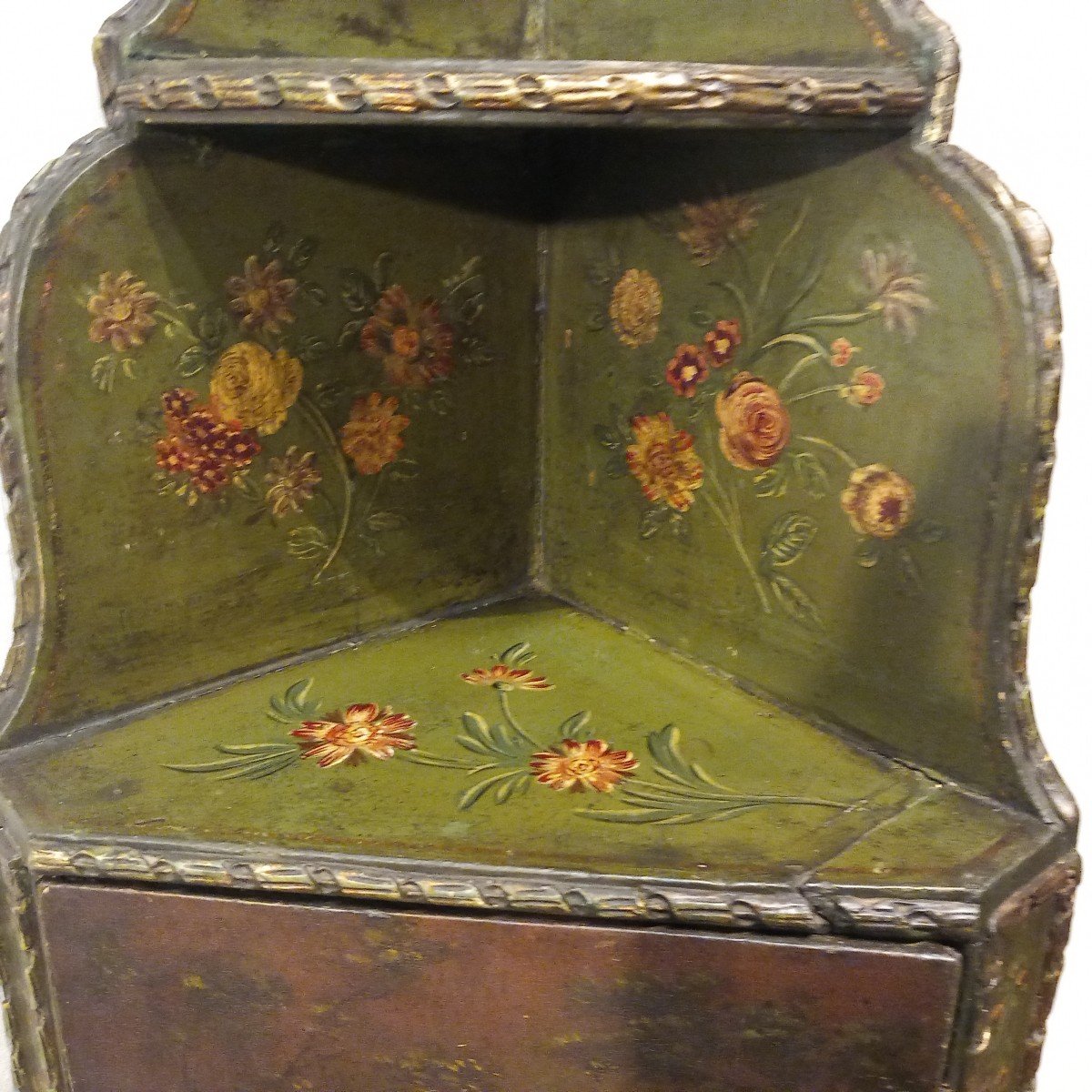 Small Corner Shelf, In Painted Wood, Mid-19th Century.-photo-3