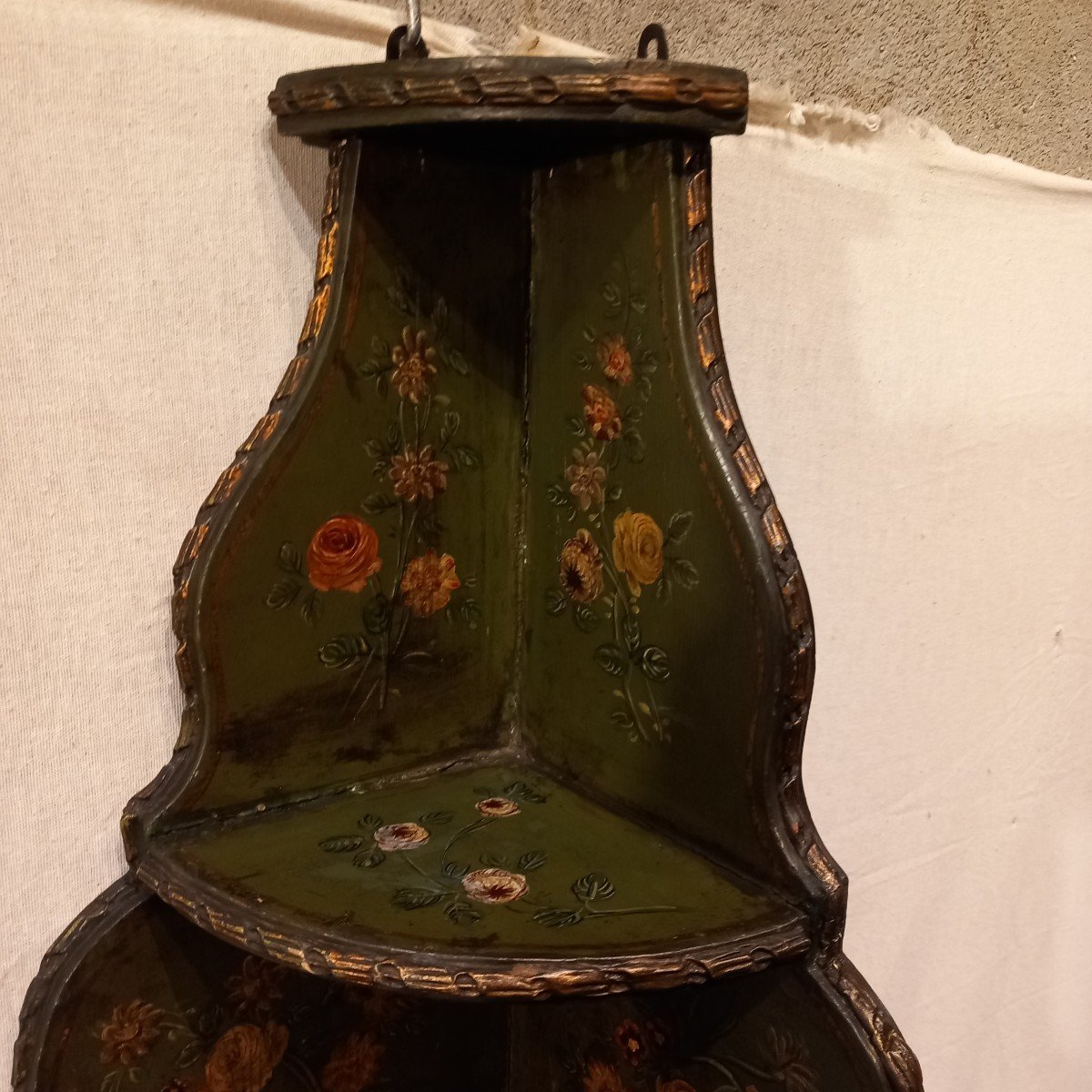 Small Corner Shelf, In Painted Wood, Mid-19th Century.-photo-4