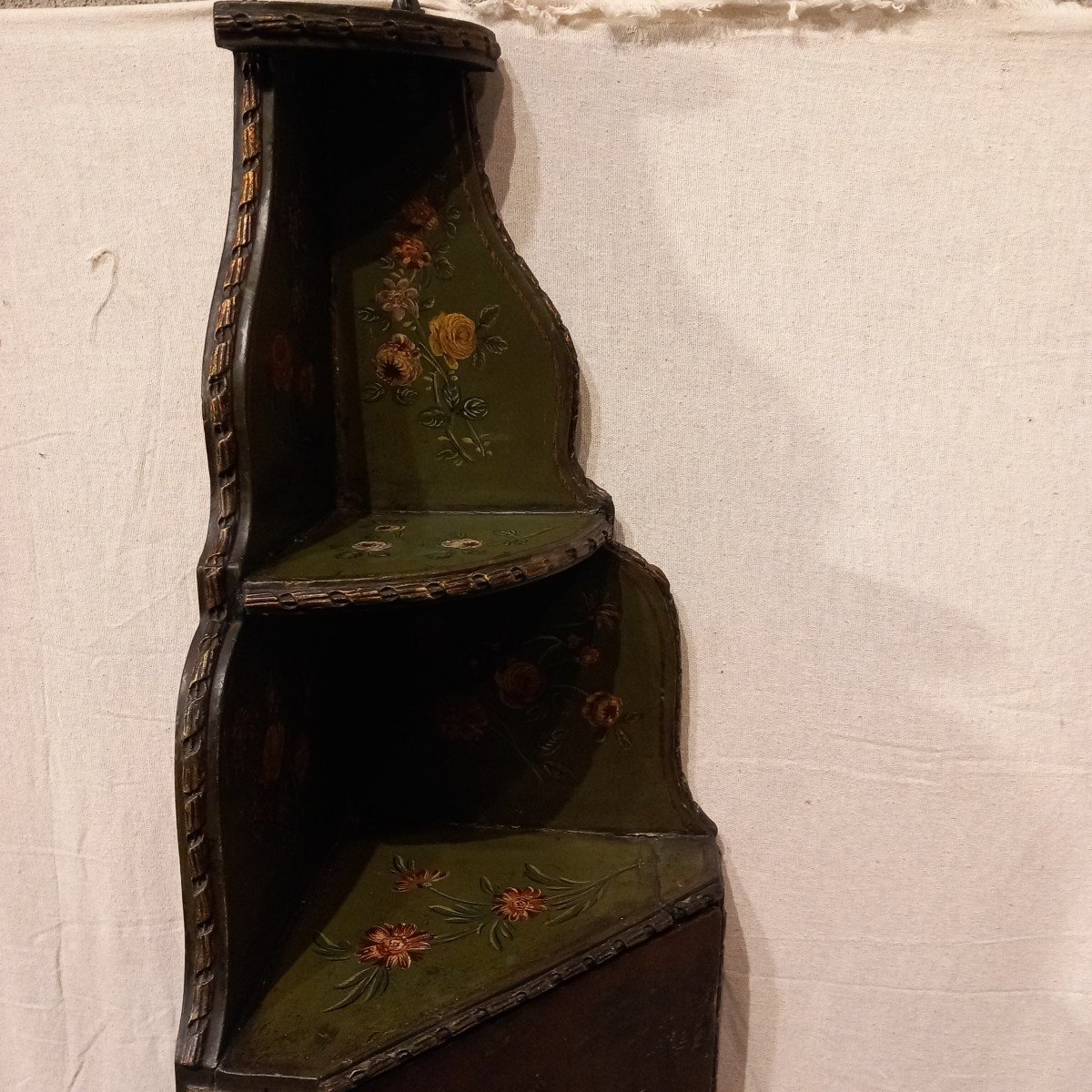 Small Corner Shelf, In Painted Wood, Mid-19th Century.-photo-2