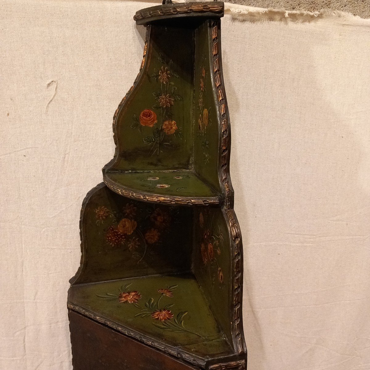 Small Corner Shelf, In Painted Wood, Mid-19th Century.-photo-4