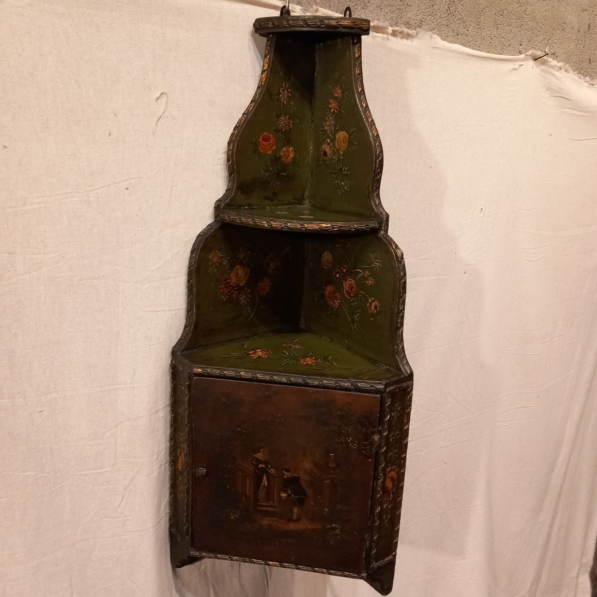 Small Corner Shelf, In Painted Wood, Mid-19th Century.