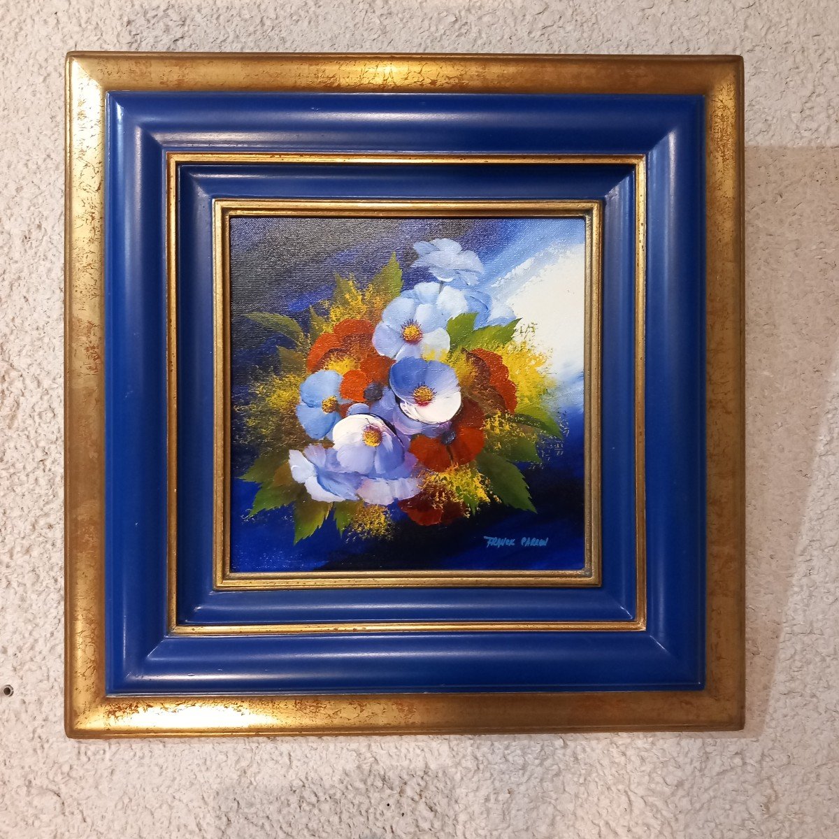 Oil On Canvas "bouquet Of Flowers" Signed Franck Carron.