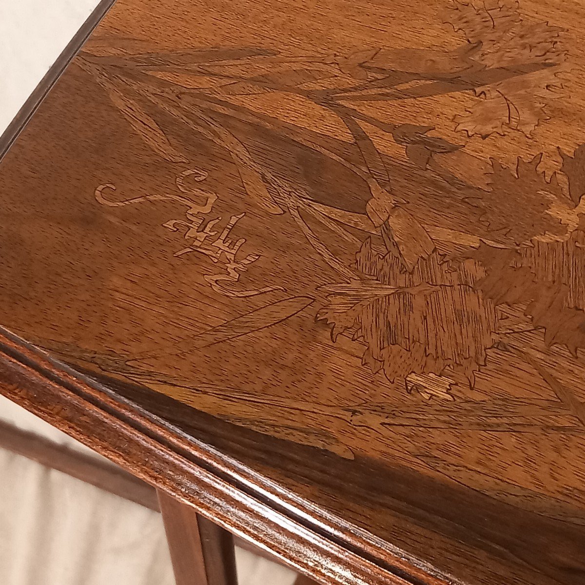 "art Nouveau" Tea Table, Signed "gallé", Early 20th Century.-photo-5