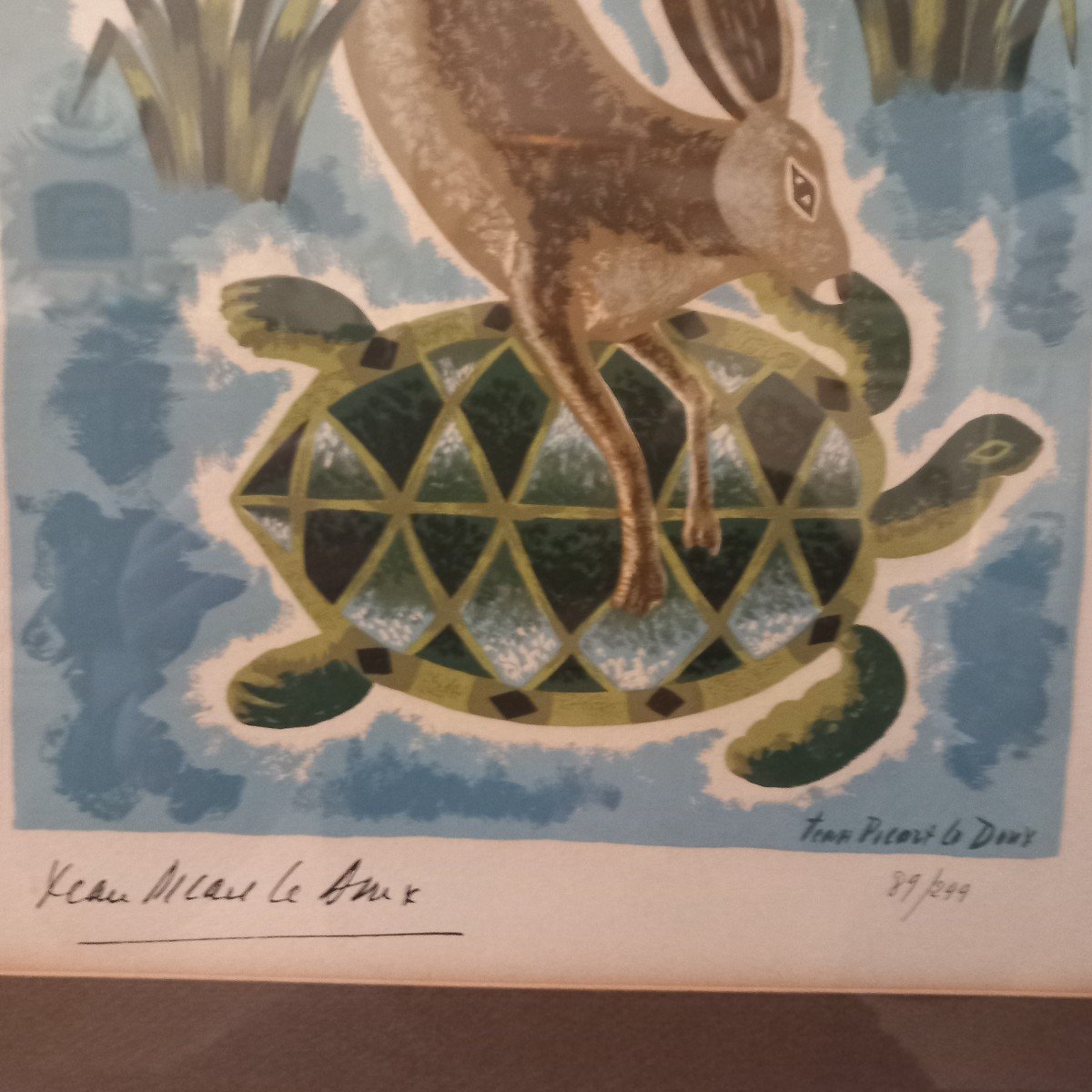 Original Lithograph By Jean Picart Le Doux, "the Hare And The Tortoise".-photo-4