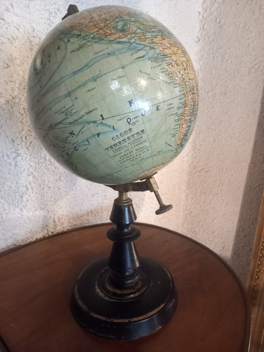 Globe terrestre de J. FOREST, époque début 20ème.-photo-2