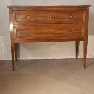 Louis XVI "sauteuse" Chest Of Drawers, Walnut, Provence, Early 19th Century.