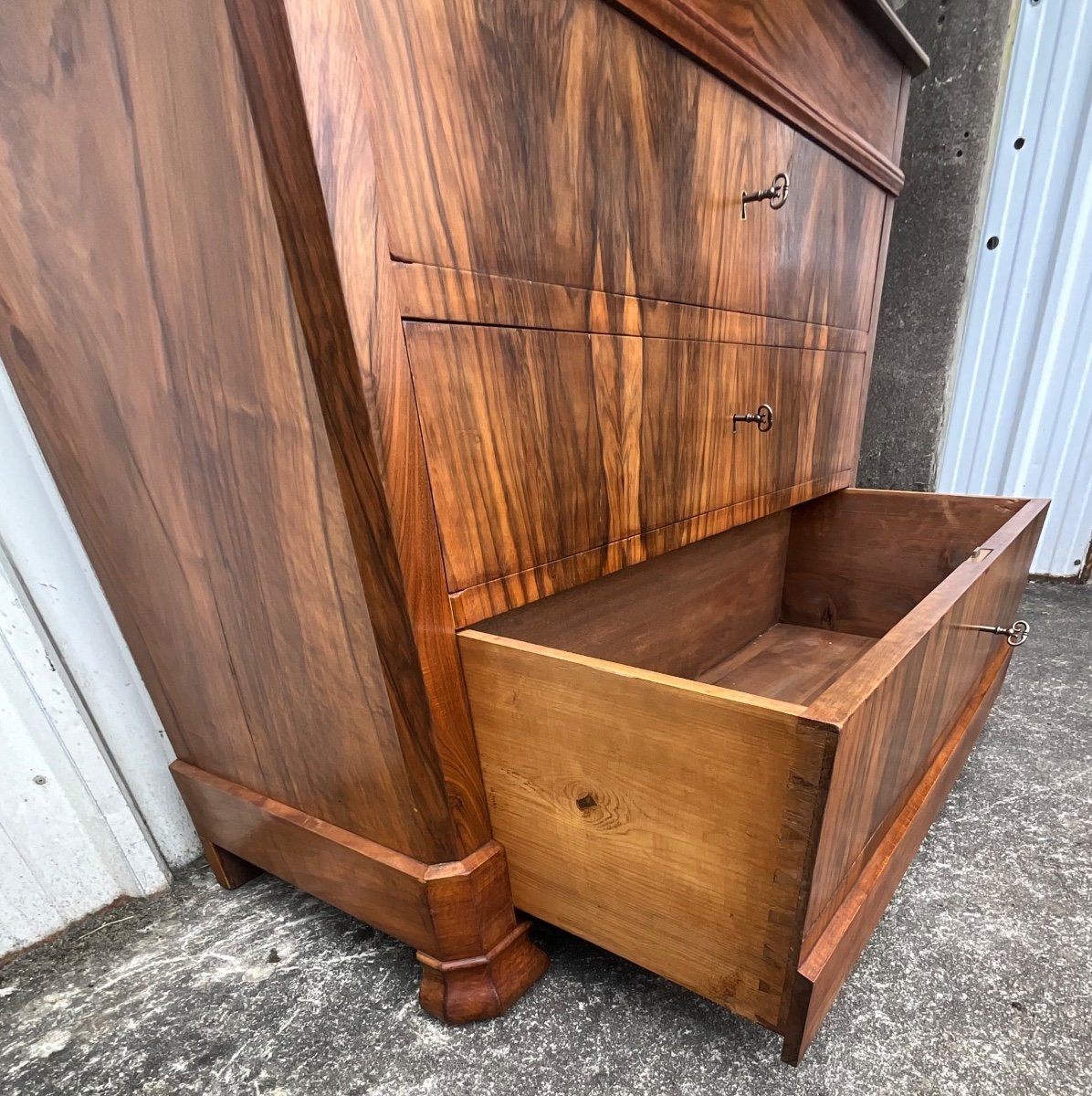 Commode française Louis Philippe Ronce De Noyer Fin 19ème-photo-5