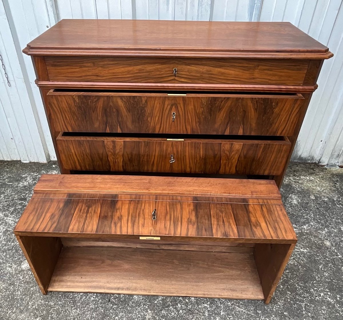 Commode française Louis Philippe Ronce De Noyer Fin 19ème-photo-7