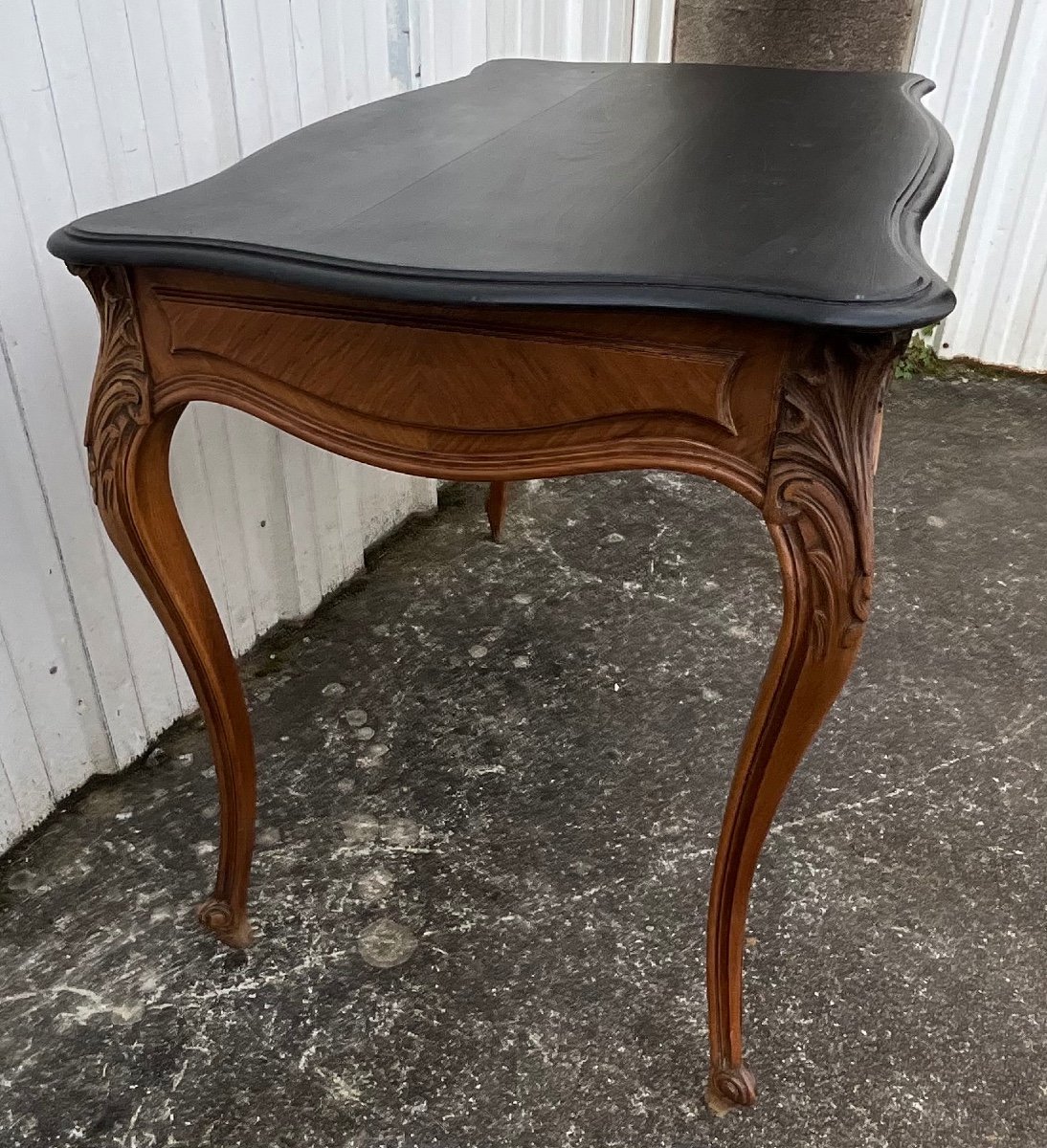 Table D’appoint Style Louis XV Rocaille En Noyer-photo-4