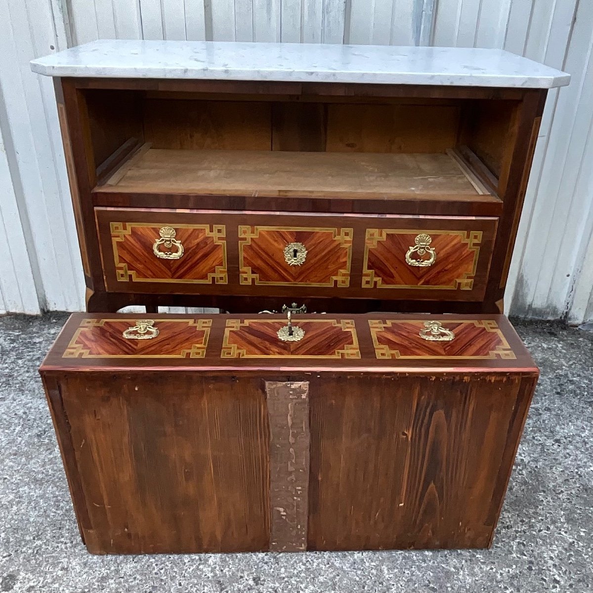 Transition Period Chest Of Drawers (louis XV - Louis XVI) Late 18th Century Marquetry -photo-3