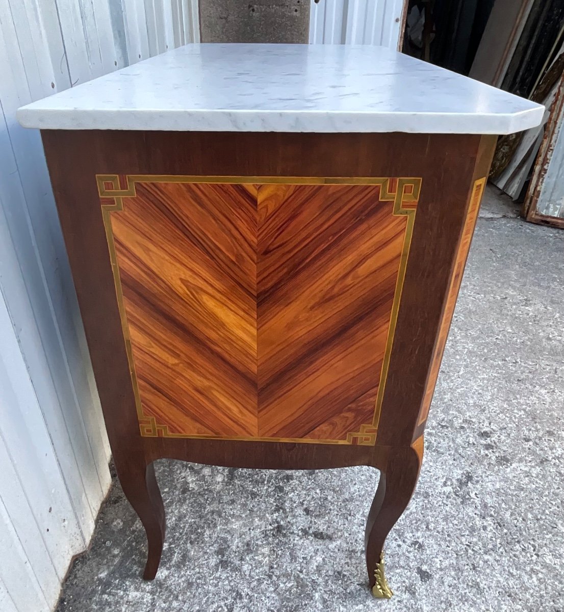 Transition Period Chest Of Drawers (louis XV - Louis XVI) Late 18th Century Marquetry -photo-4