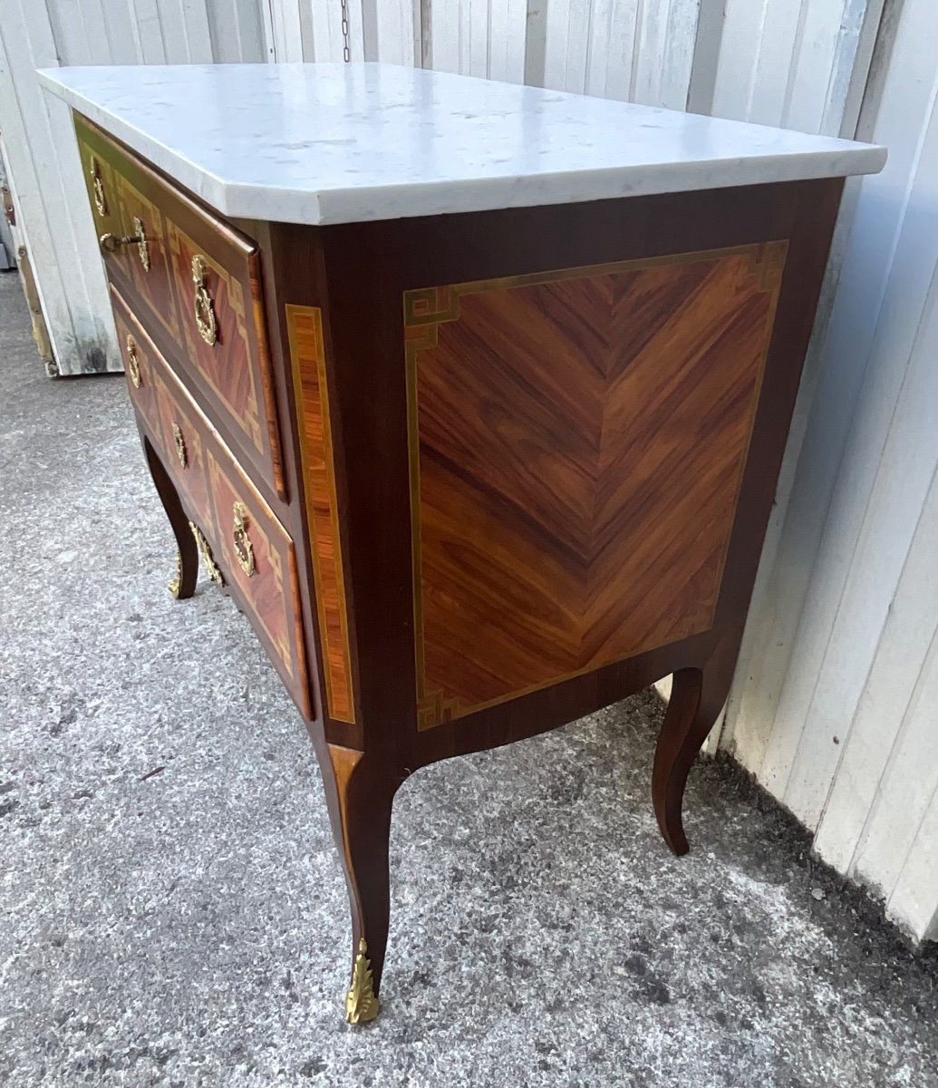 Transition Period Chest Of Drawers (louis XV - Louis XVI) Late 18th Century Marquetry -photo-7