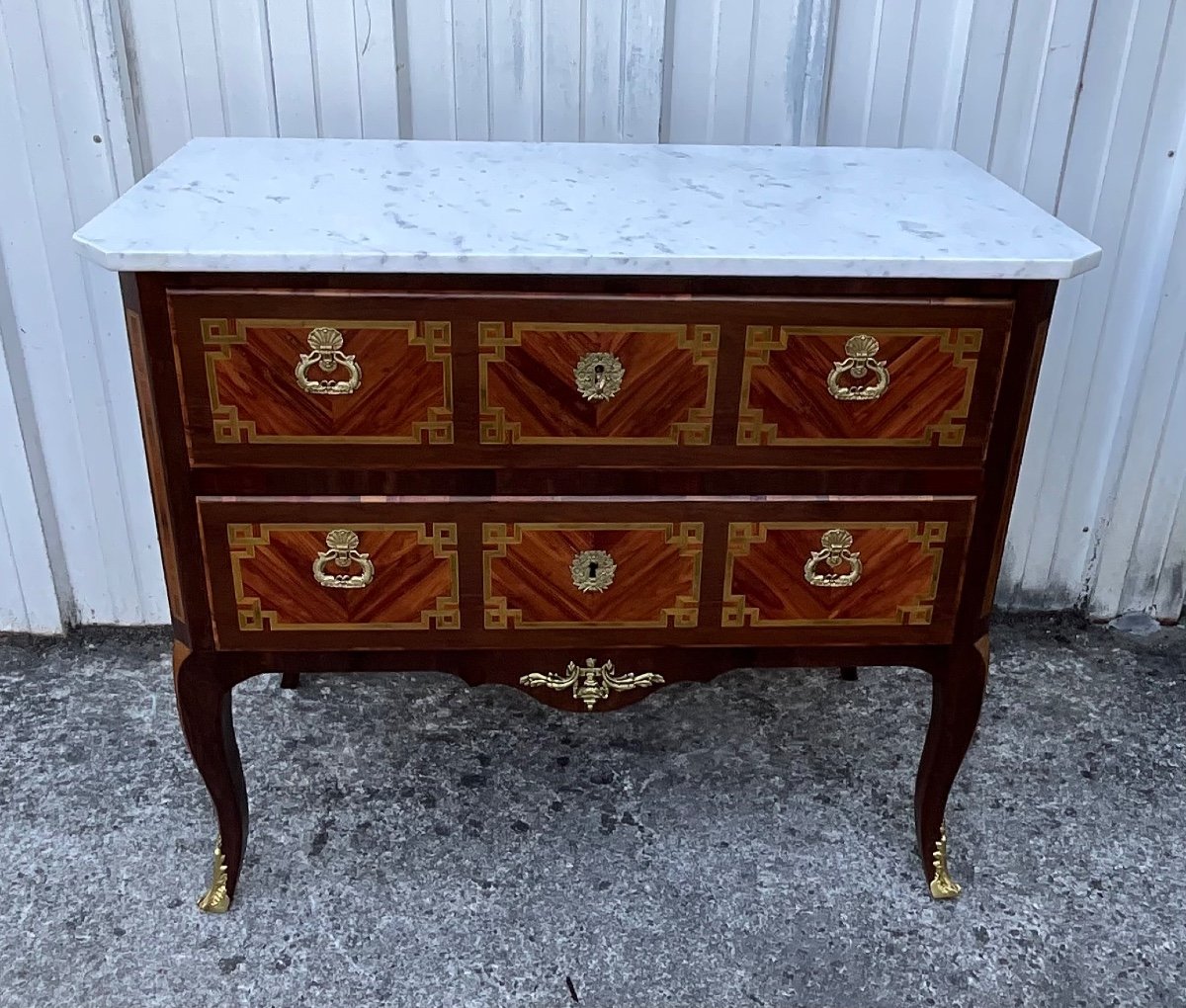 Transition Period Chest Of Drawers (louis XV - Louis XVI) Late 18th Century Marquetry 