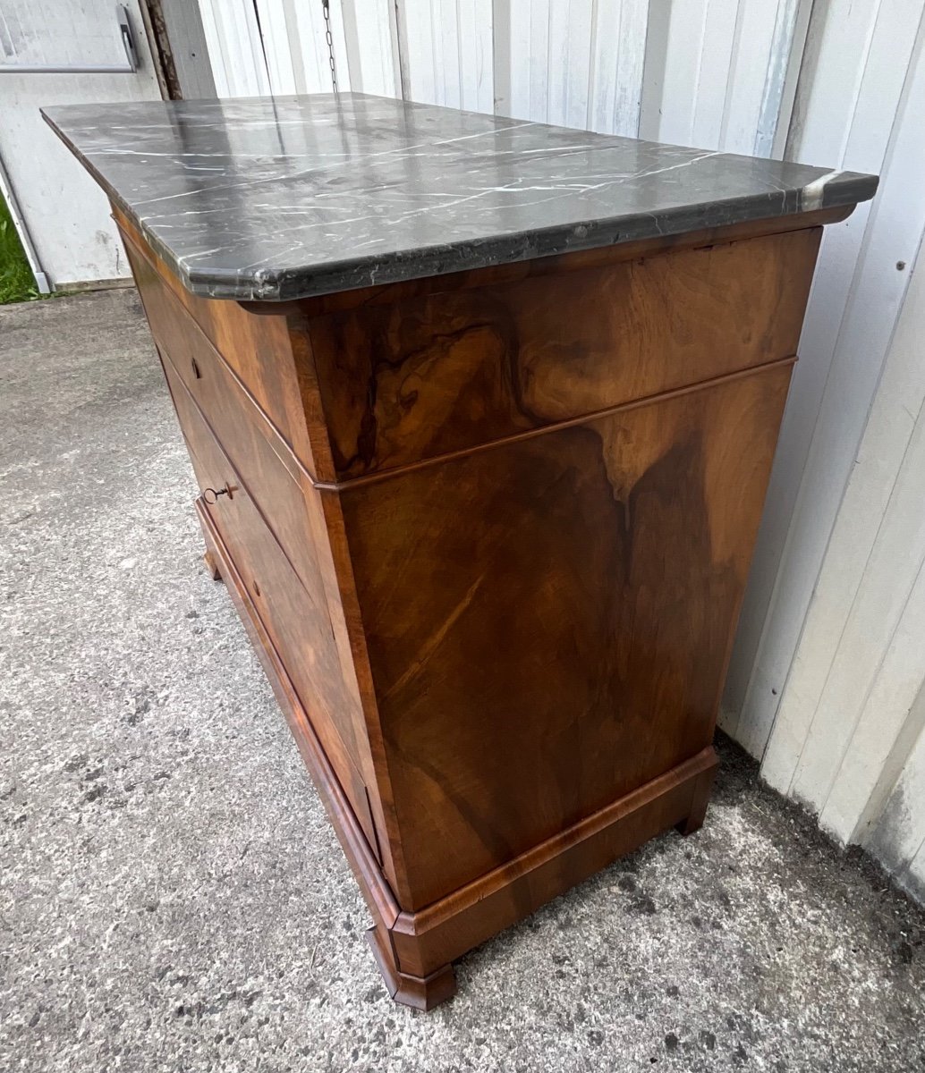 Louis Philippe Chest Of Drawers, Late 19th Century, In Burl Walnut-photo-3