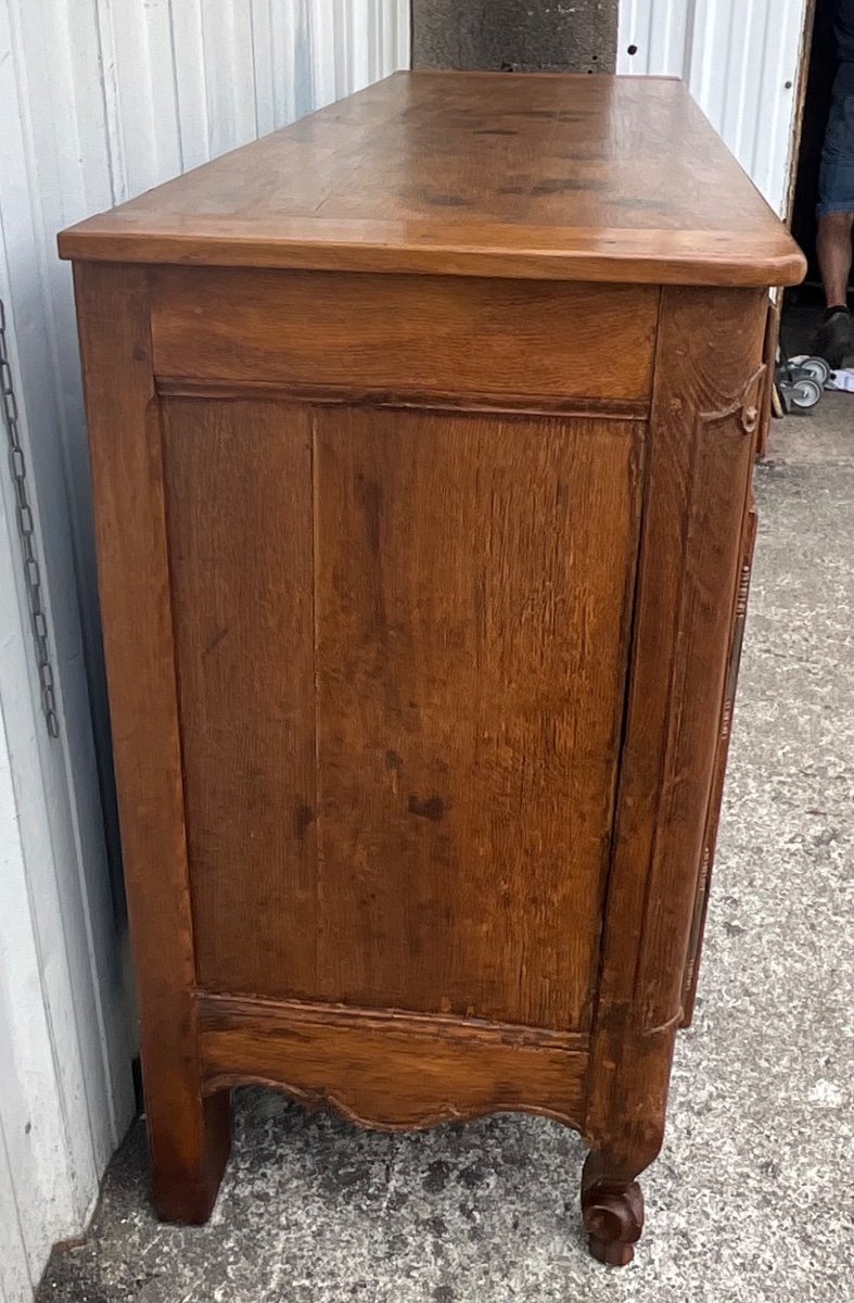 French Sideboard In Solid Blond Oak, Late 19th Century-photo-2