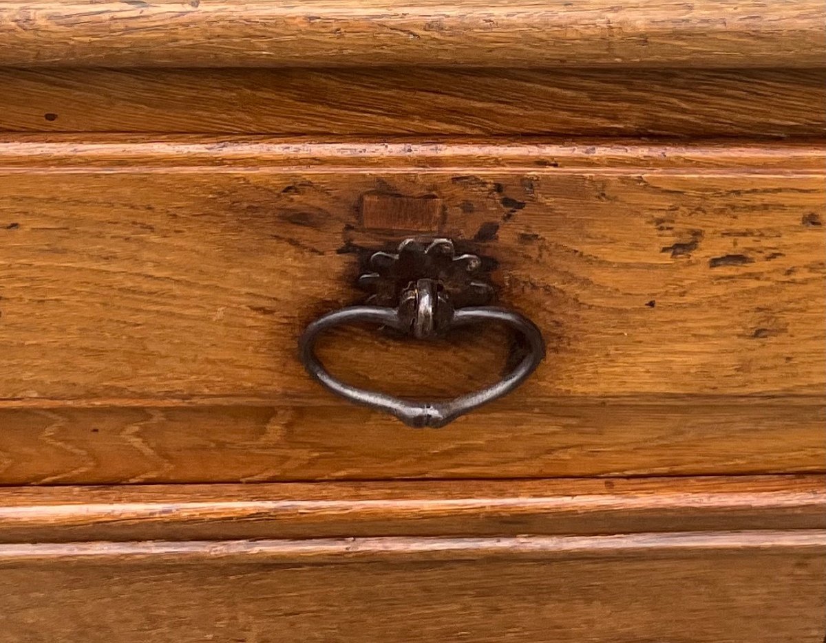 French Sideboard In Solid Blond Oak, Late 19th Century-photo-4