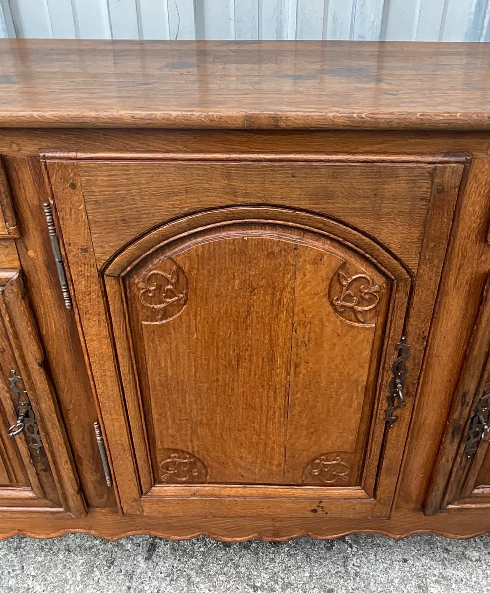 French Sideboard In Solid Blond Oak, Late 19th Century-photo-3