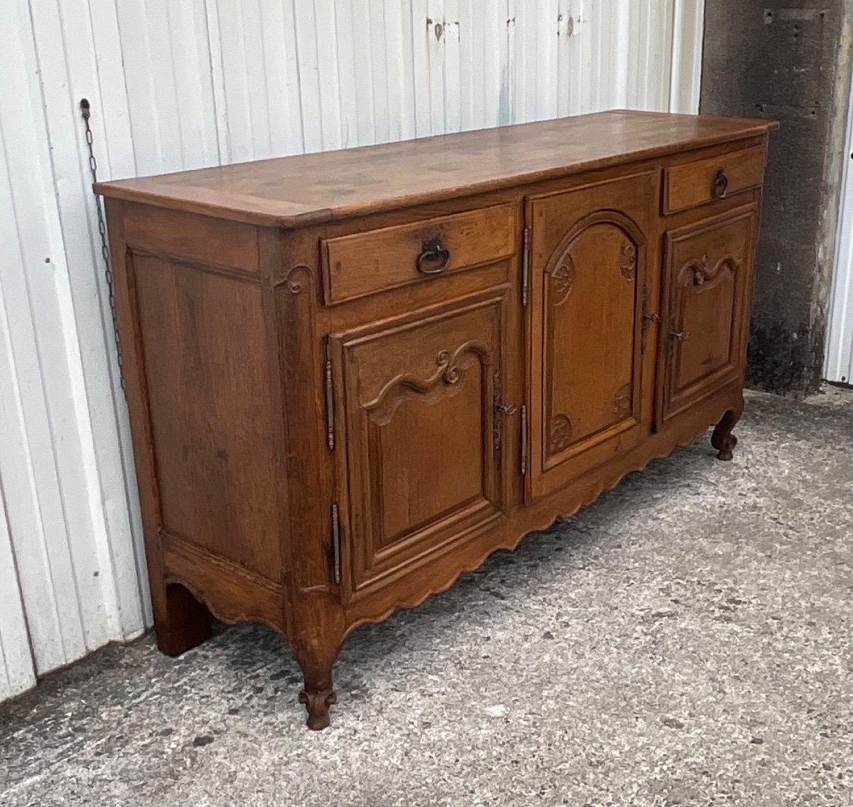 French Sideboard In Solid Blond Oak, Late 19th Century