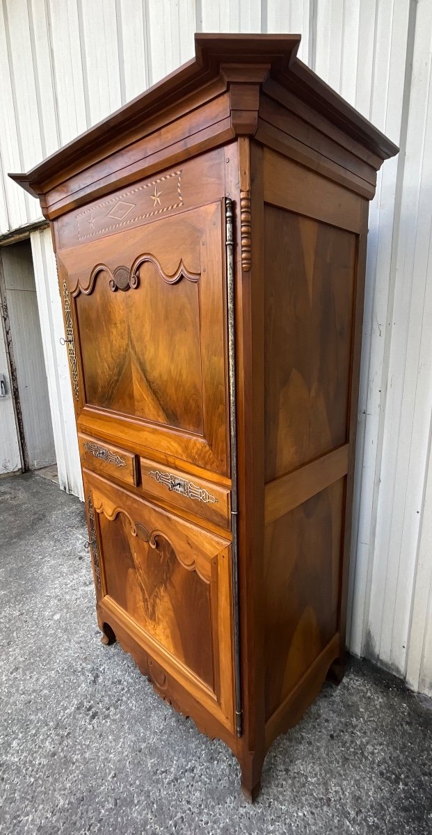 Vendée Cabinet Called “standing Man” In Burl Walnut, 1870-photo-1