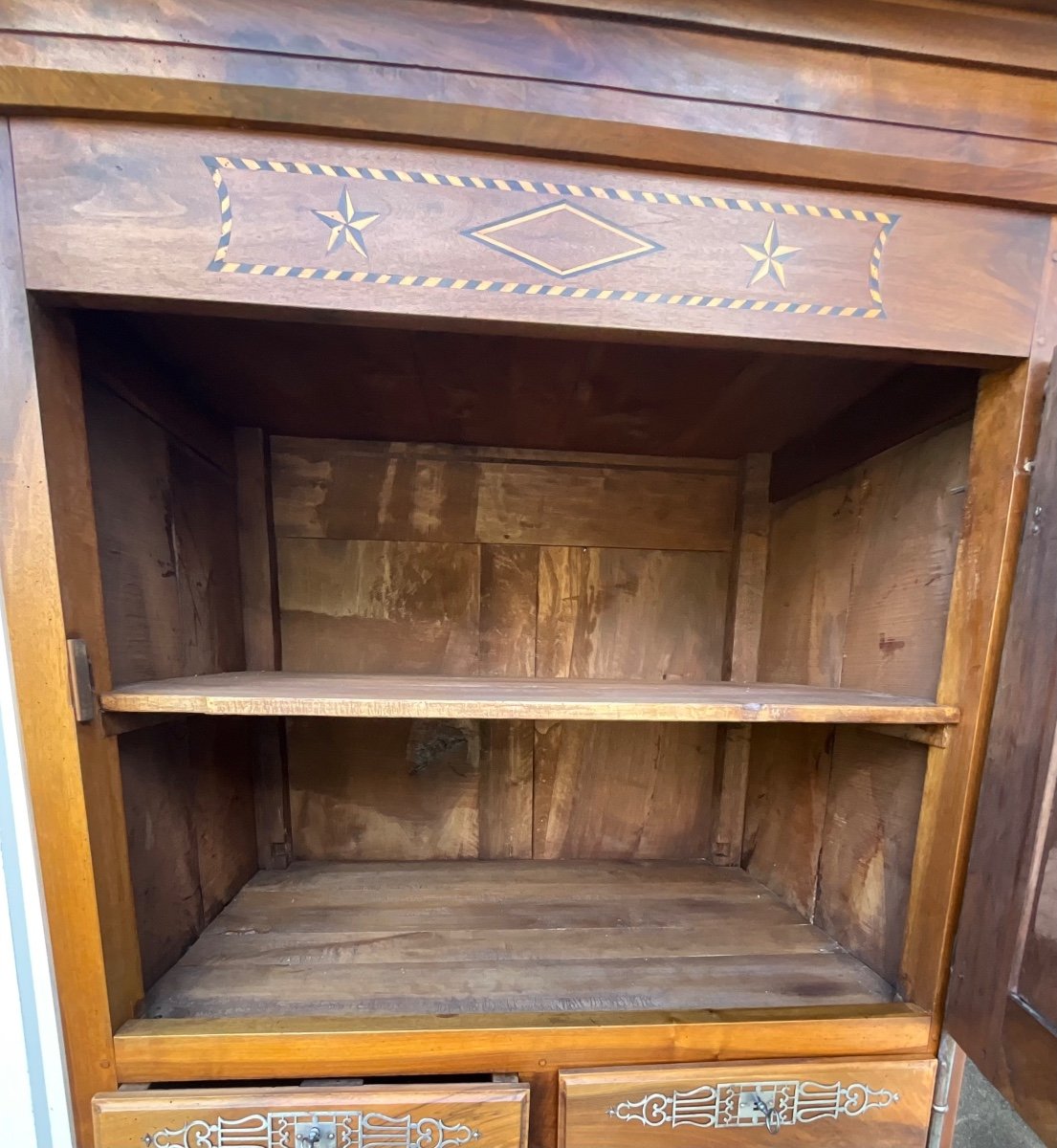 Vendée Cabinet Called “standing Man” In Burl Walnut, 1870-photo-6