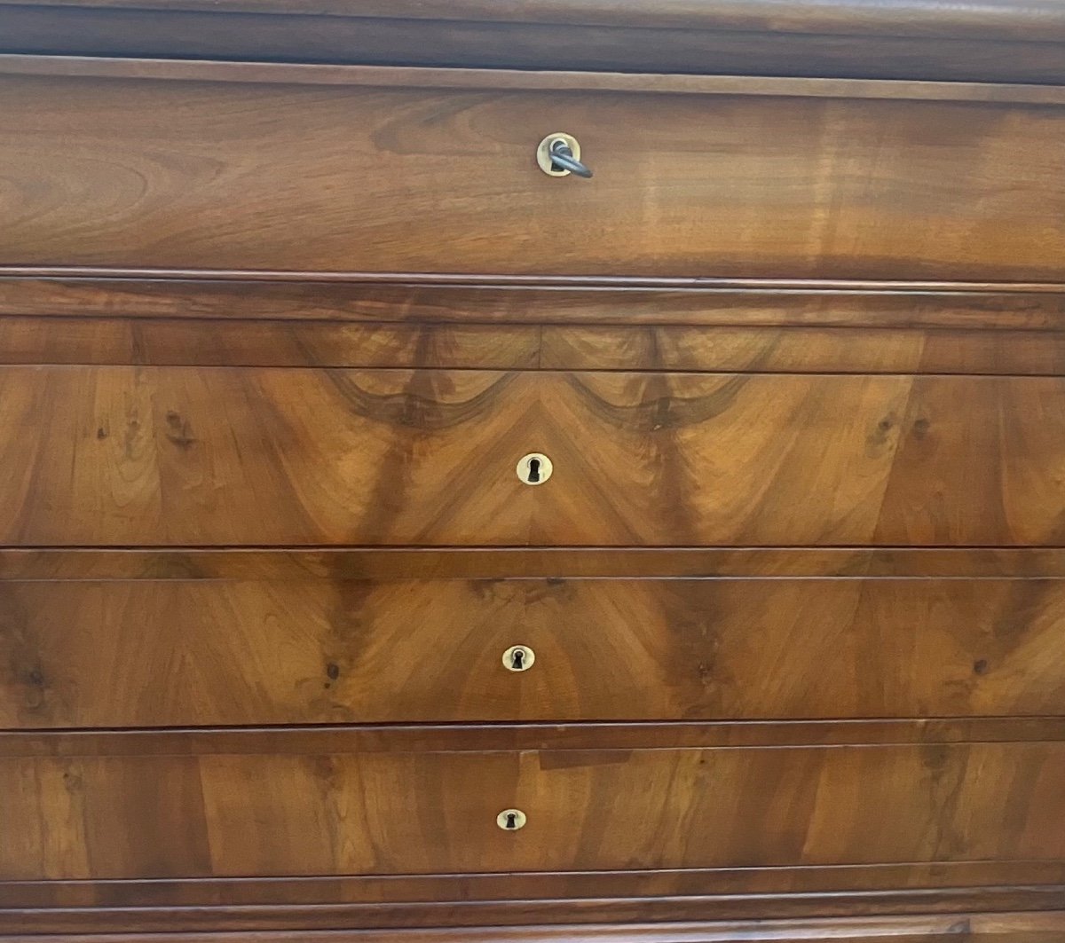 Louis Philippe Chest Of Drawers, Mid 19th Century, In Burl Walnut-photo-2