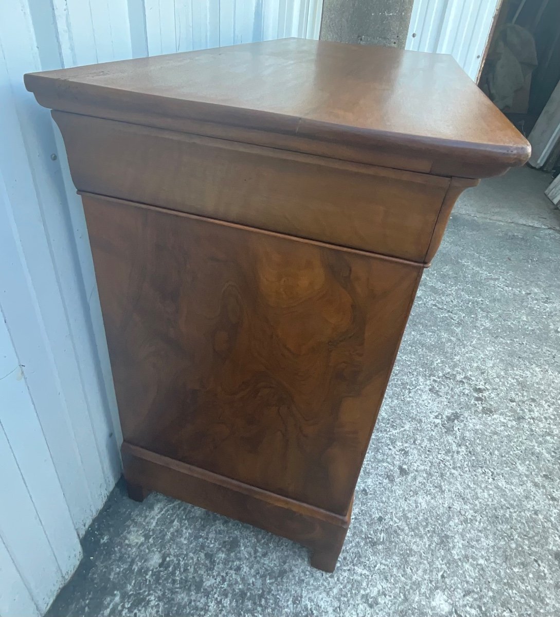 Louis Philippe Chest Of Drawers, Mid 19th Century, In Burl Walnut-photo-3