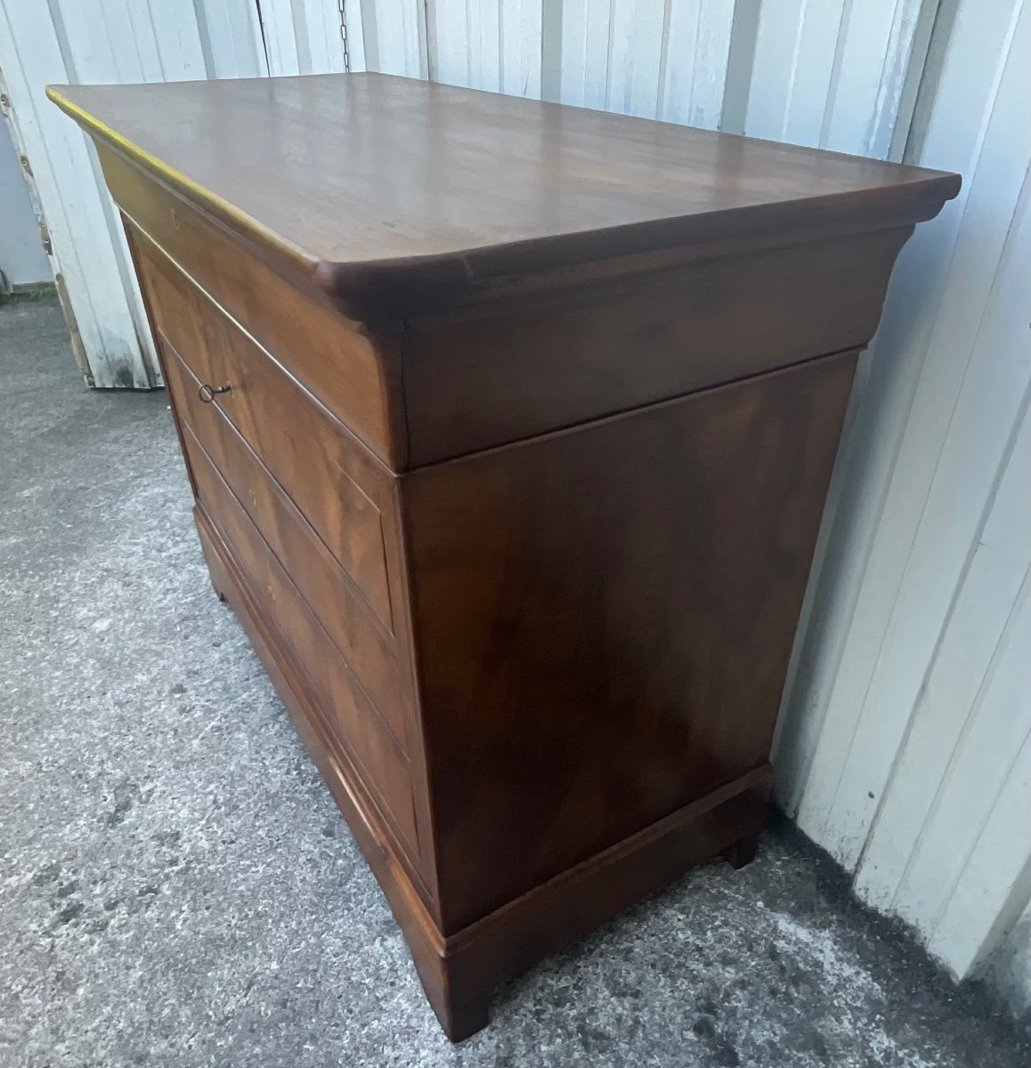 Louis Philippe Chest Of Drawers, Mid 19th Century, In Burl Walnut-photo-4