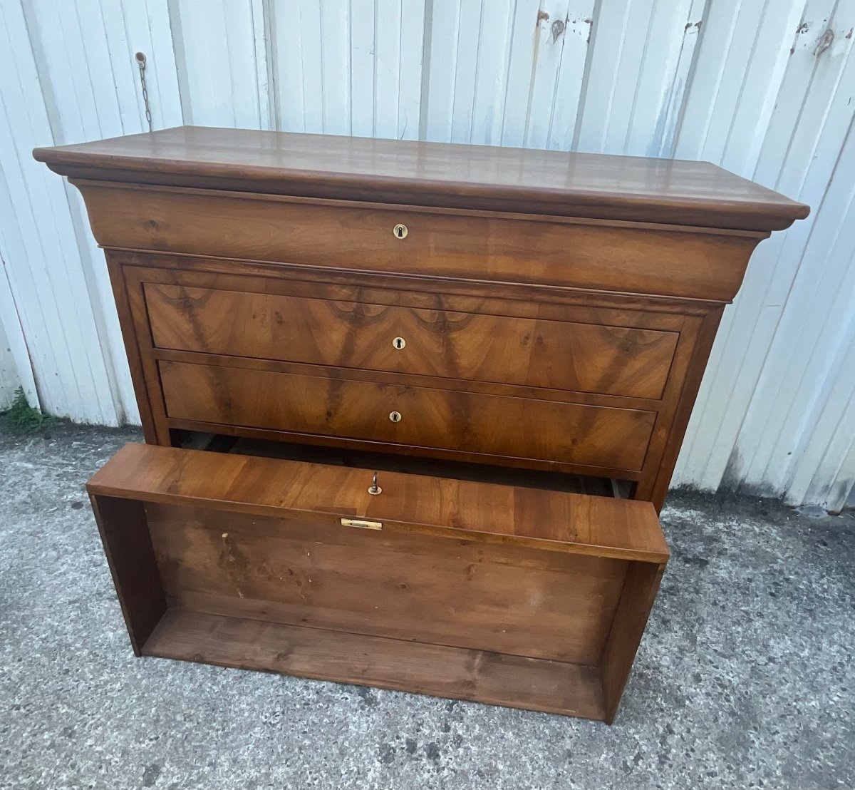 Louis Philippe Chest Of Drawers, Mid 19th Century, In Burl Walnut-photo-8